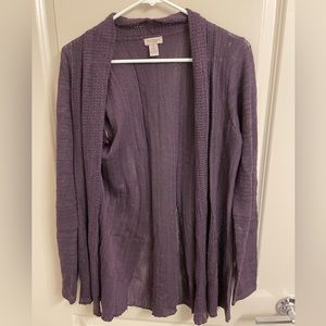 EasyWear By Chico's Size 1  (Medium) Open Purple Cardigan Sweater Top
